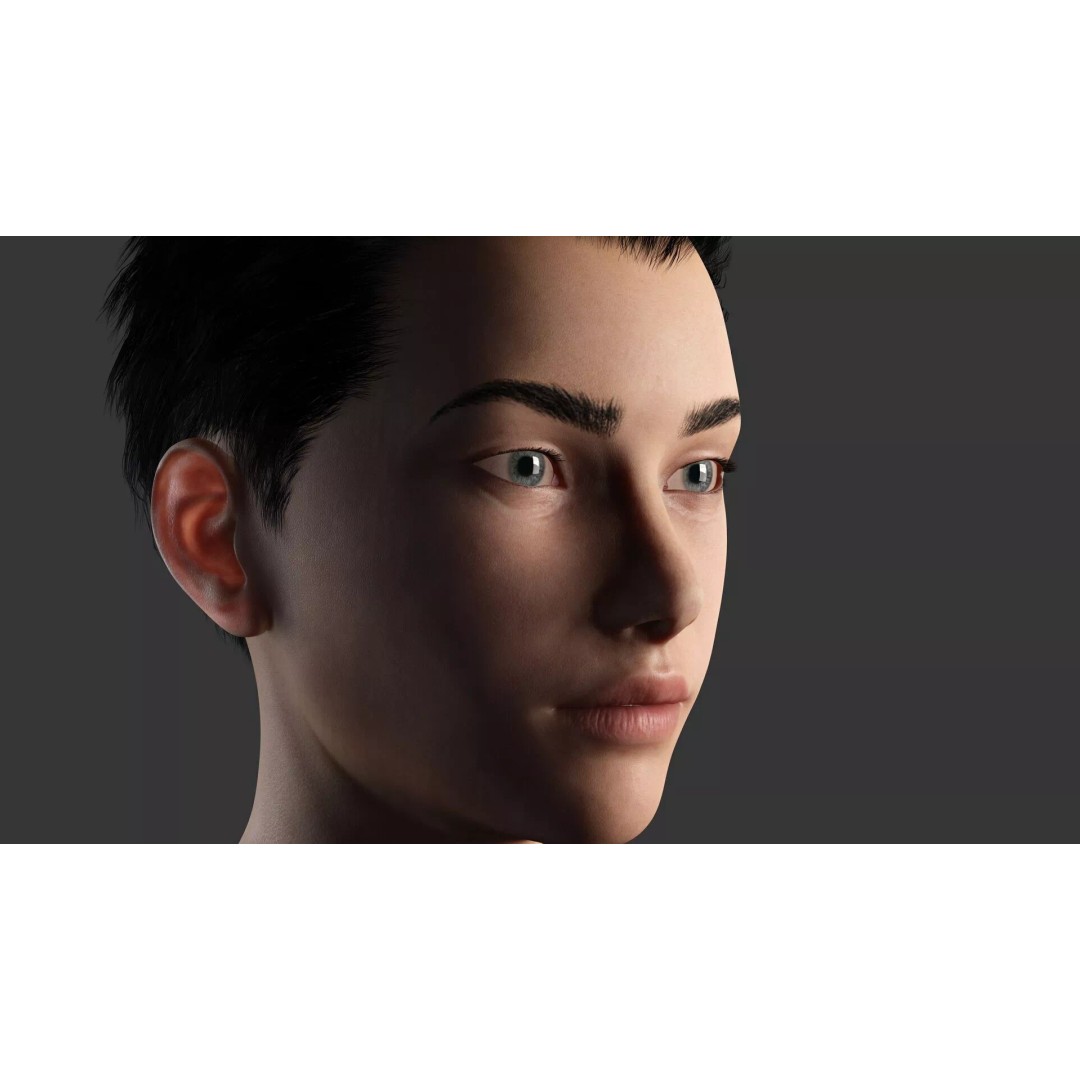Realistic Blonde Female Character 3D Model – Low Poly Rigged Asset, FBX - View 9