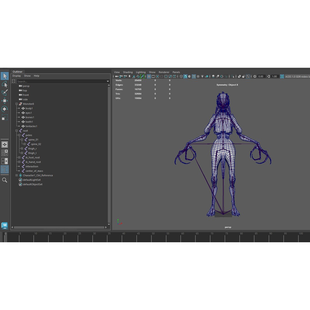 Monster 8 3D Model – Low Poly Rigged Character for Games