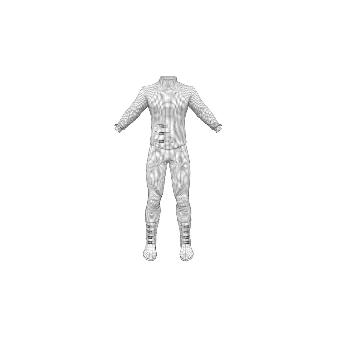 Male Black Leather Futuristic Dystopian Rider Outfit 3D Model – Low Poly Game Asset, FBX - View 10