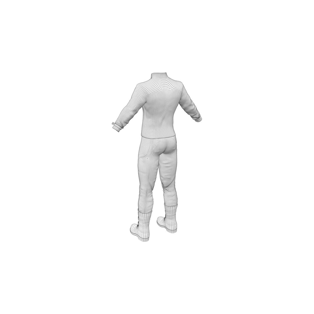 Male Black Leather Futuristic Dystopian Rider Outfit 3D Model – Low Poly Game Asset, FBX - View 11