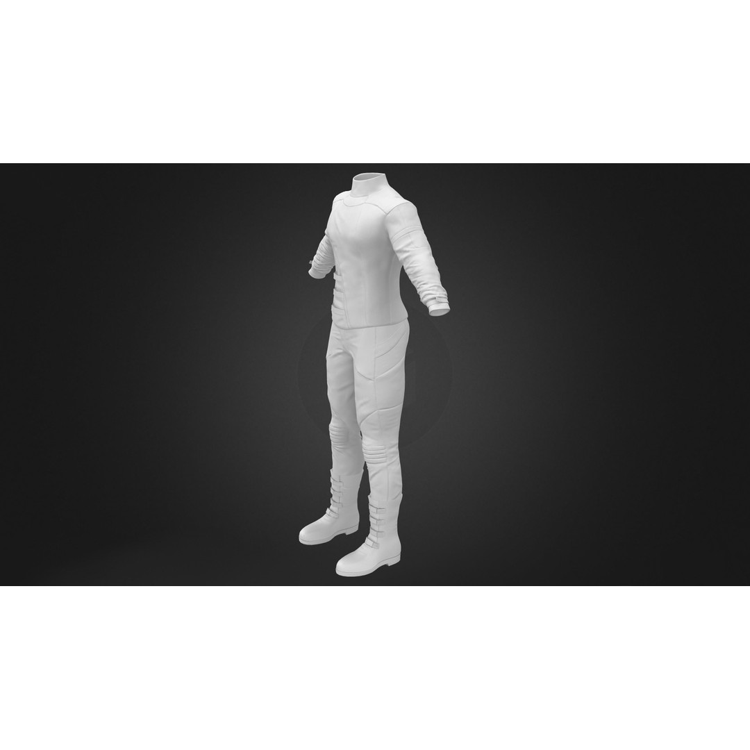 Male Black Leather Futuristic Dystopian Rider Outfit 3D Model – Low Poly Game Asset, FBX - View 12