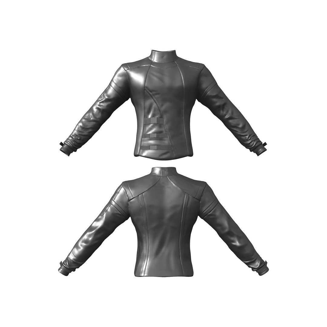 Male Black Leather Futuristic Dystopian Rider Outfit 3D Model – Low Poly Game Asset, FBX - View 4