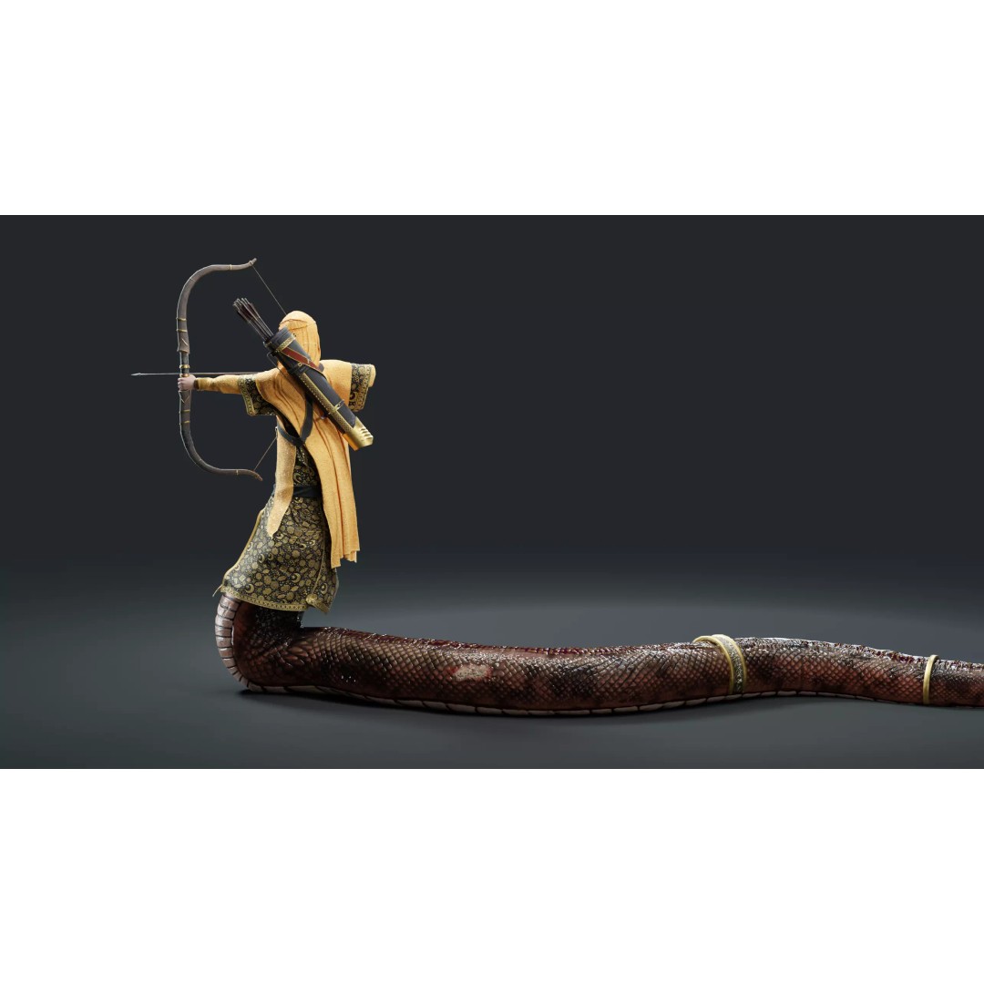 Snake Archer Girl 3D Model – Low Poly Animated Character, FBX