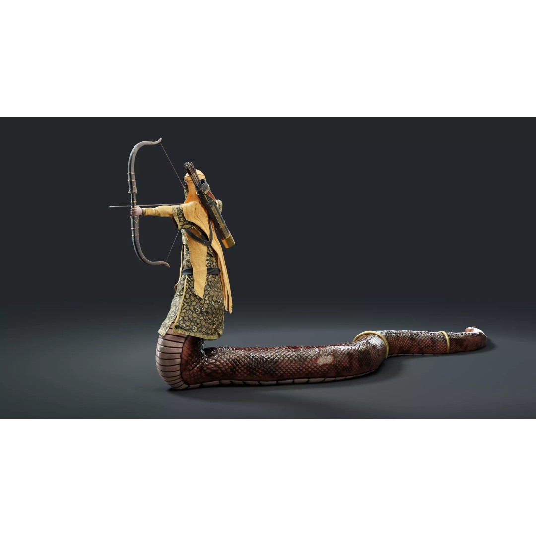 Snake Archer Girl 3D Model – Low Poly Animated Character, FBX - View 13