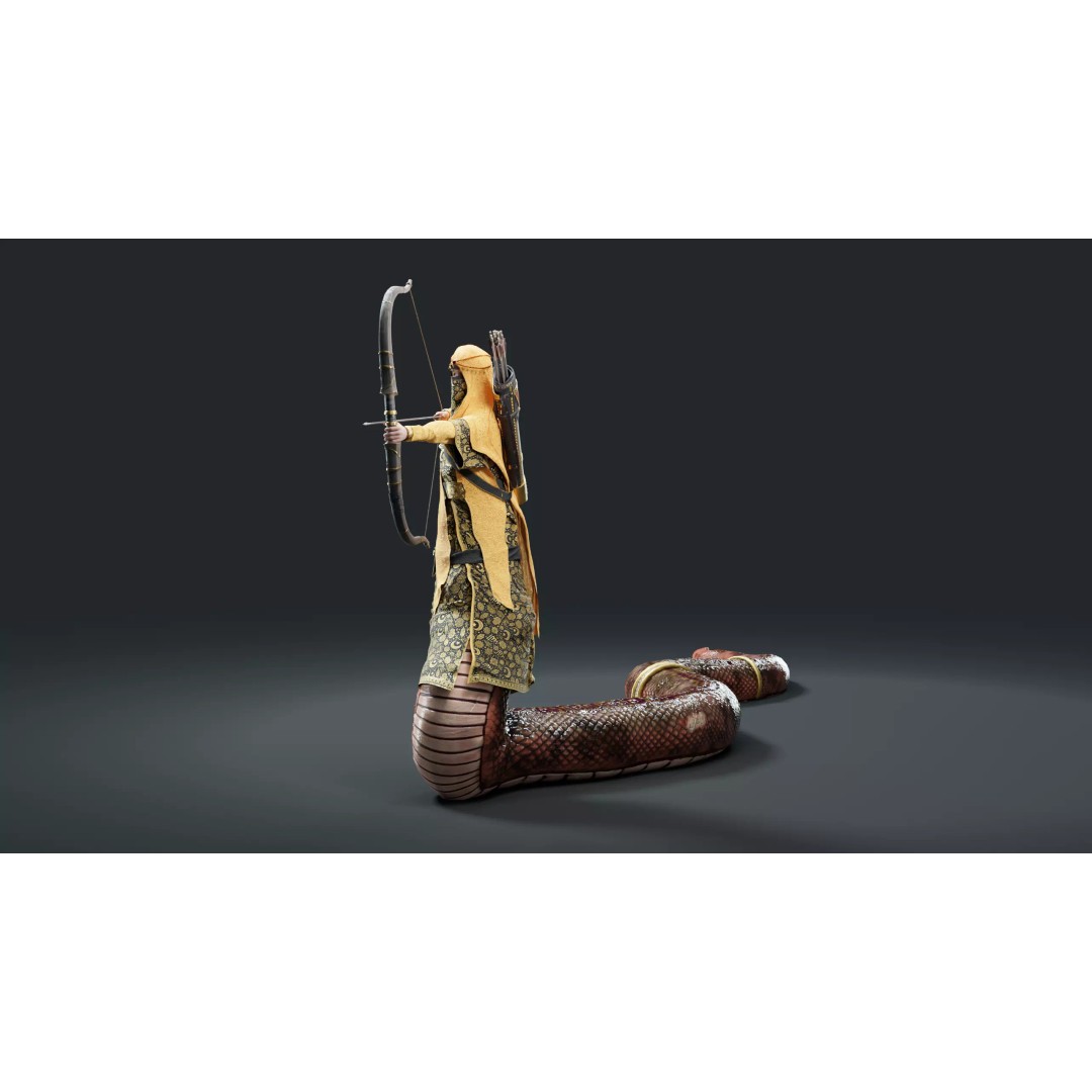 Snake Archer Girl 3D Model – Low Poly Animated Character, FBX - View 14