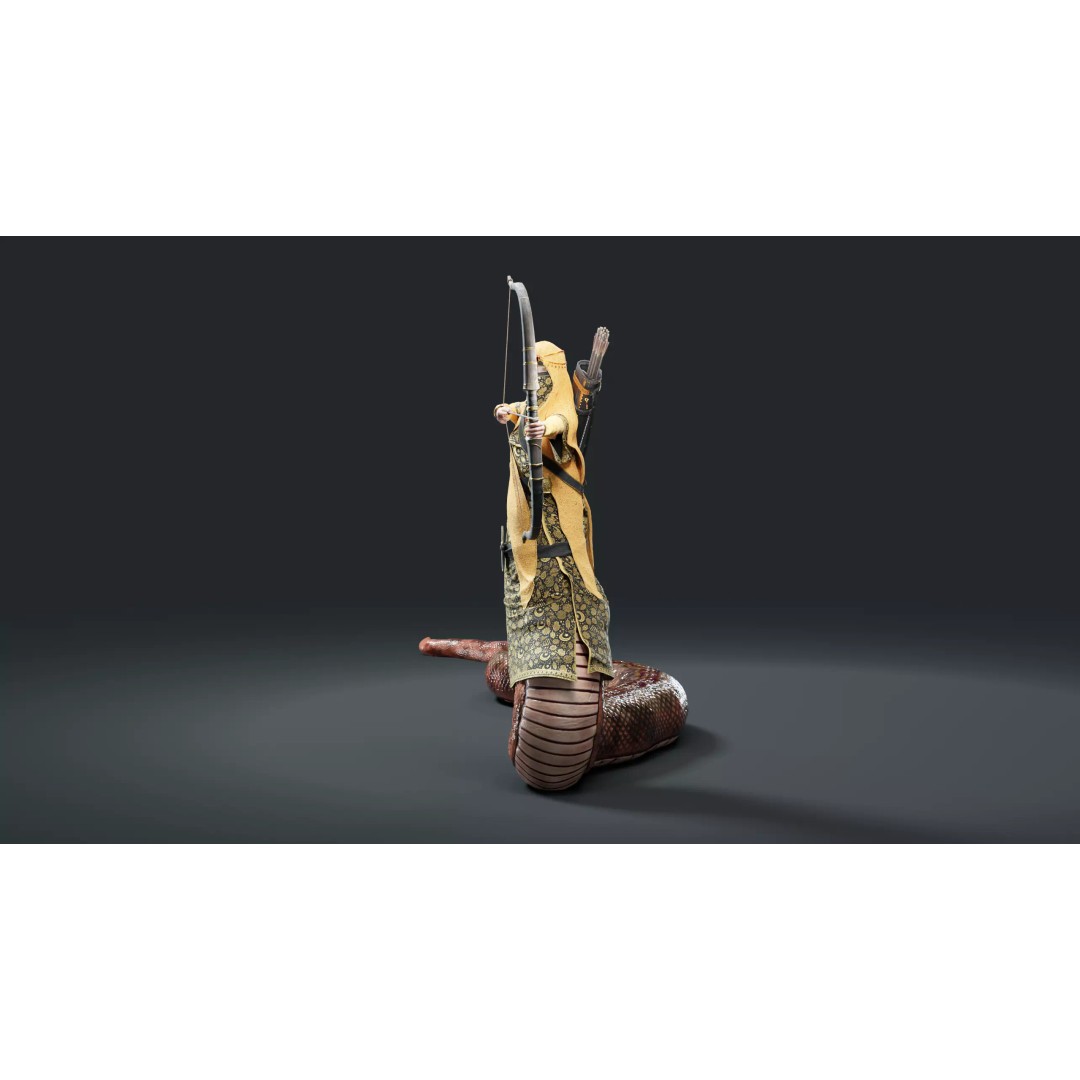 Snake Archer Girl 3D Model – Low Poly Animated Character, FBX - View 15