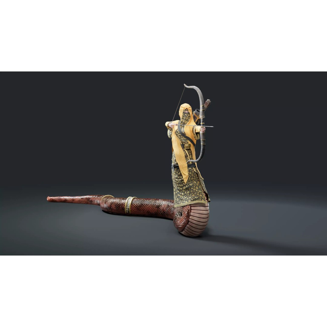 Snake Archer Girl 3D Model – Low Poly Animated Character, FBX - View 16