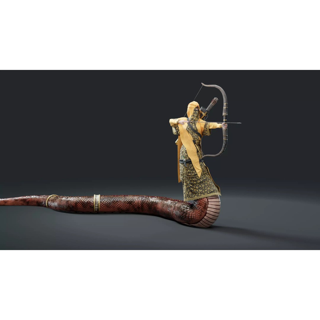 Snake Archer Girl 3D Model – Low Poly Animated Character, FBX - View 17