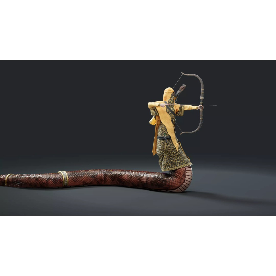 Snake Archer Girl 3D Model – Low Poly Animated Character, FBX - View 18