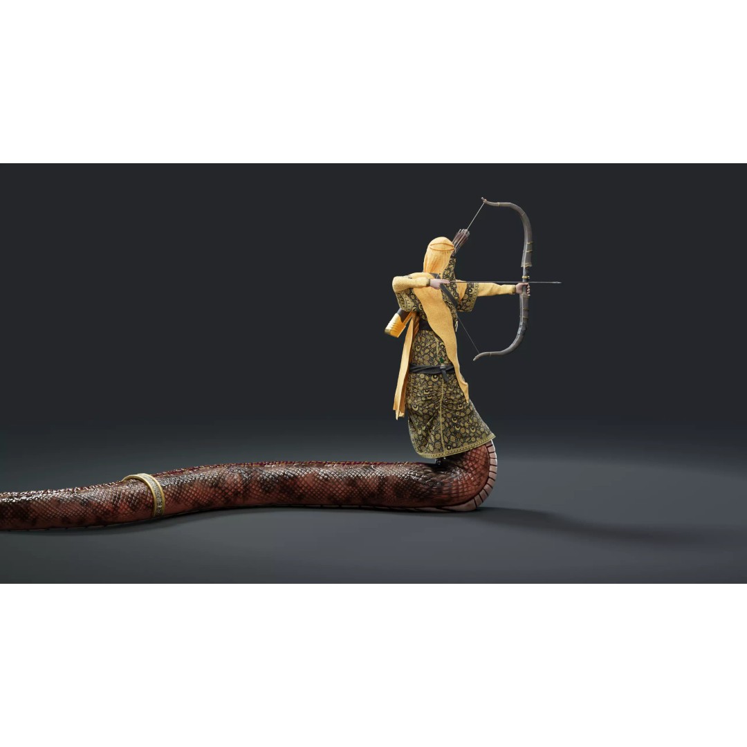 Snake Archer Girl 3D Model – Low Poly Animated Character, FBX - View 19