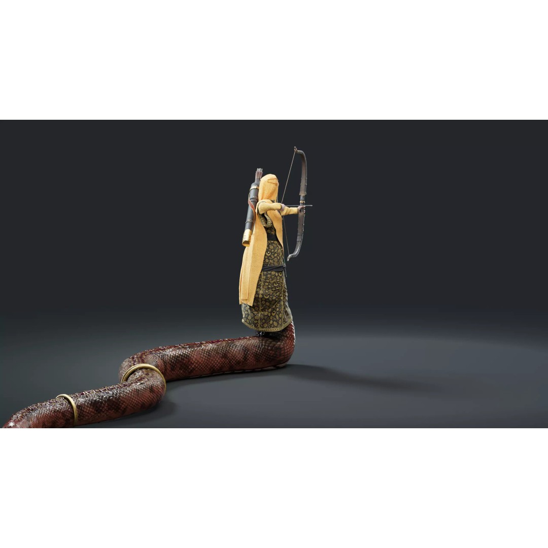 Snake Archer Girl 3D Model – Low Poly Animated Character, FBX - View 21