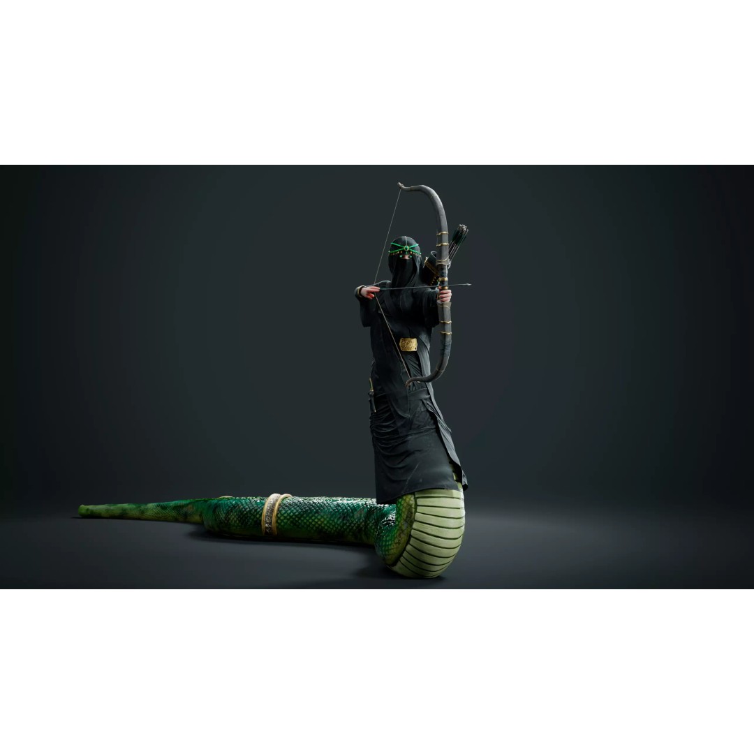 Snake Archer Girl 3D Model – Low Poly Animated Character, FBX - View 3