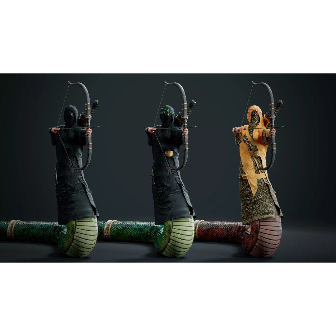 Snake Archer Girl 3D Model – Low Poly Animated Character, FBX - View 4