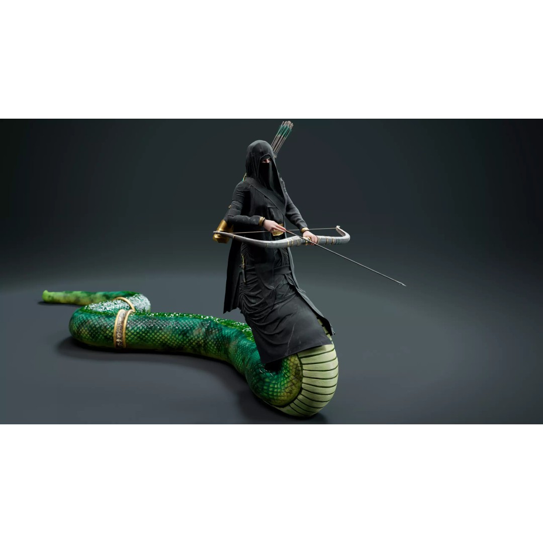 Snake Archer Girl 3D Model – Low Poly Animated Character, FBX - View 6