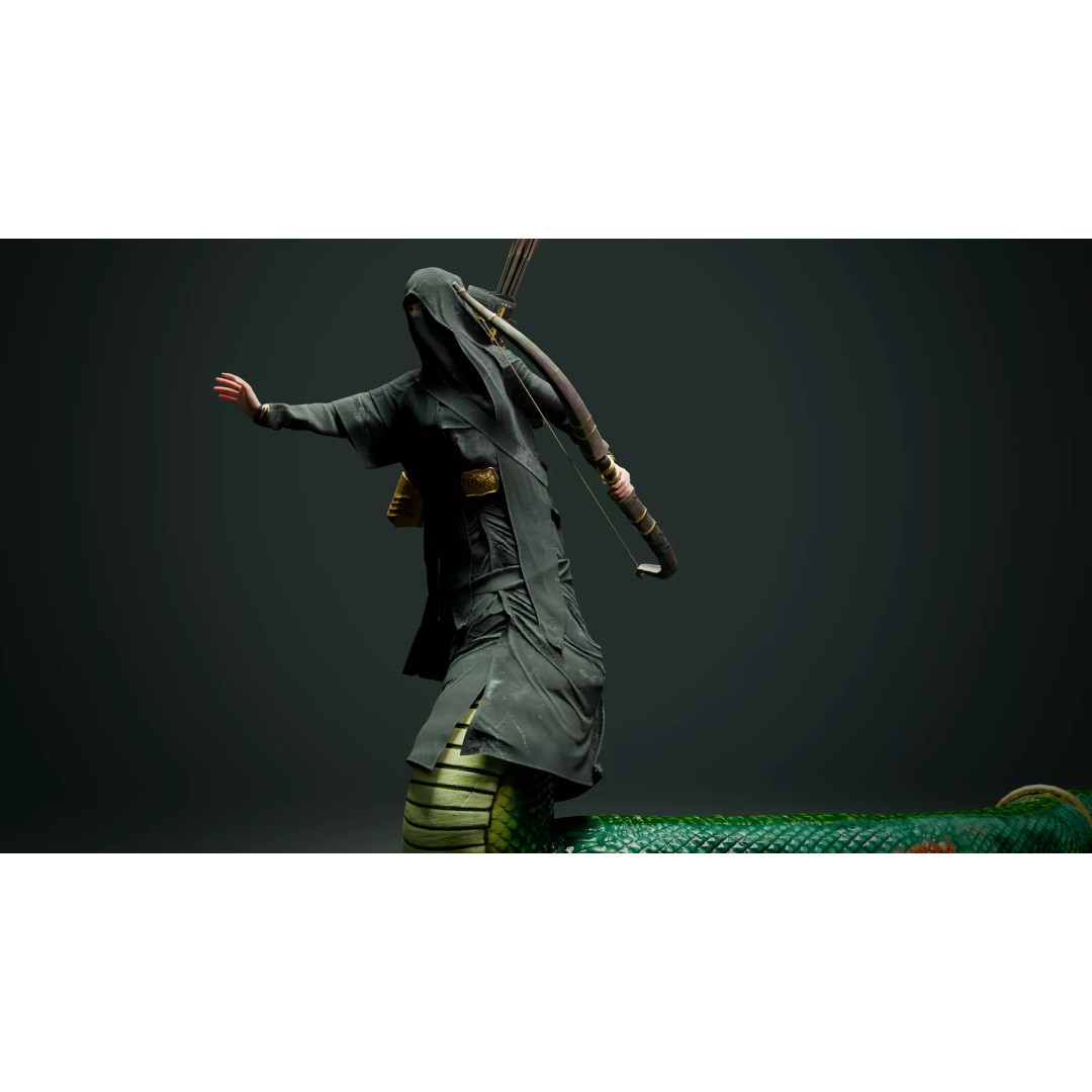 Snake Archer Girl 3D Model – Low Poly Animated Character, FBX - View 8
