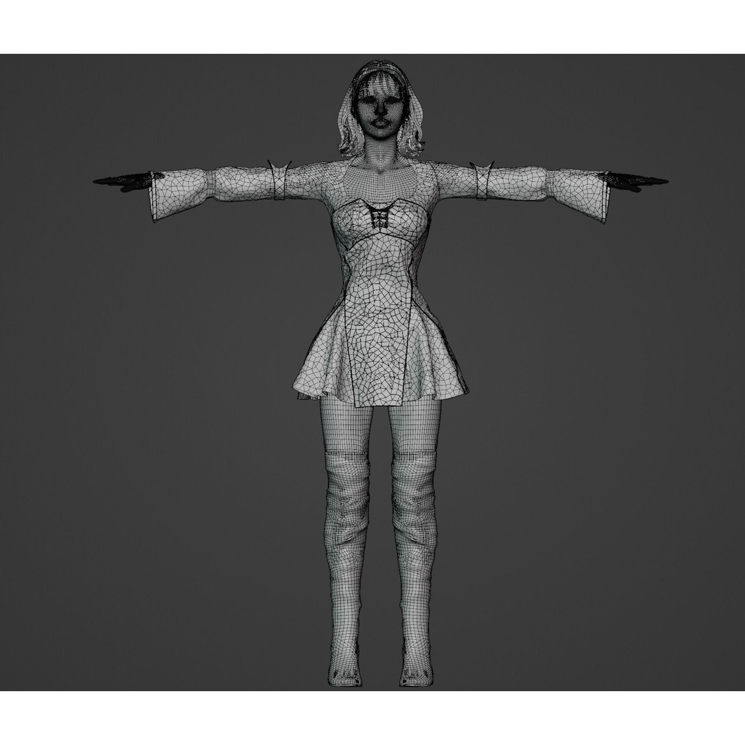Warrior Woman 3D Model – Low Poly Game Ready Character, FBX, PBR