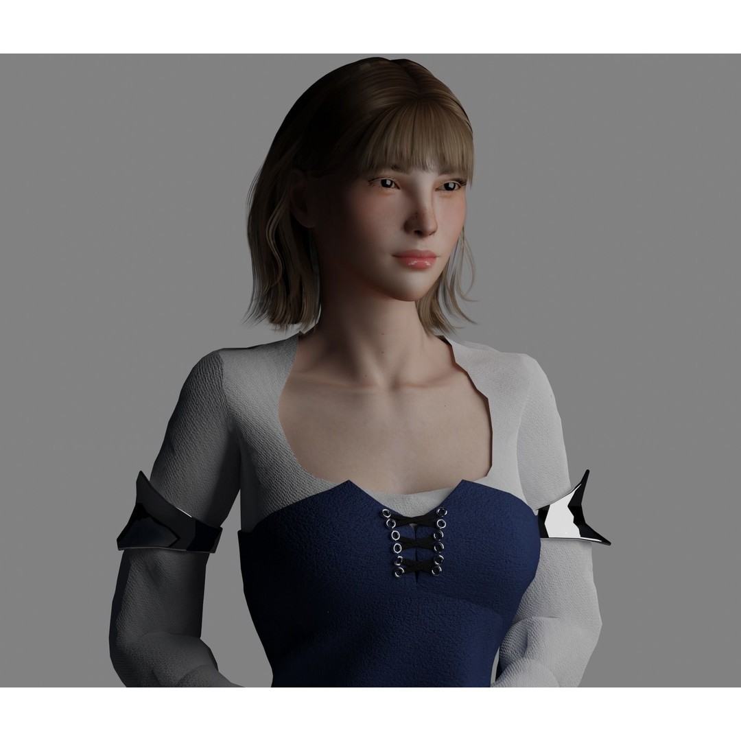 Warrior Woman 3D Model – Low Poly Game Ready Character, FBX, PBR - View 10