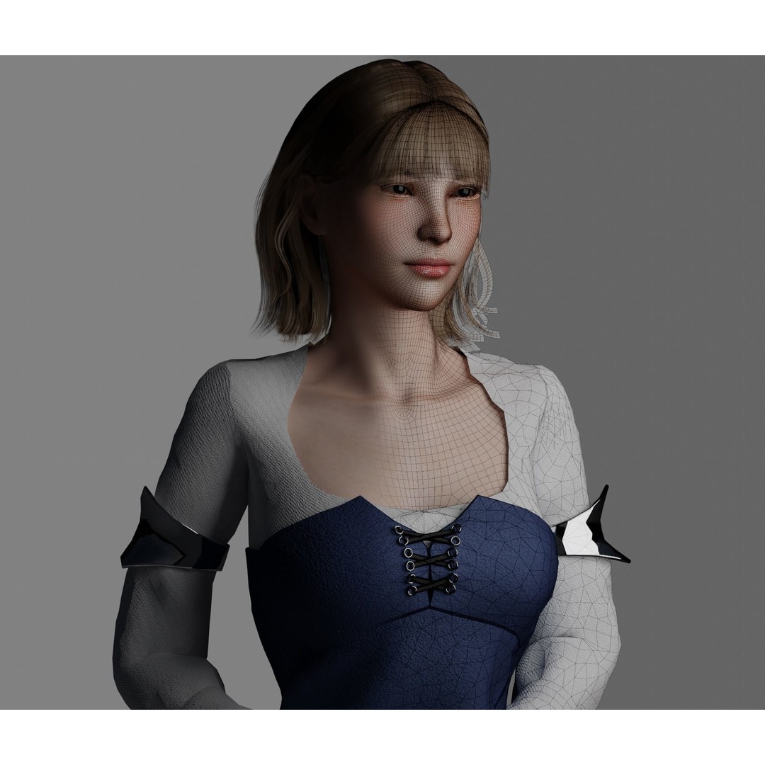 Warrior Woman 3D Model – Low Poly Game Ready Character, FBX, PBR - View 11