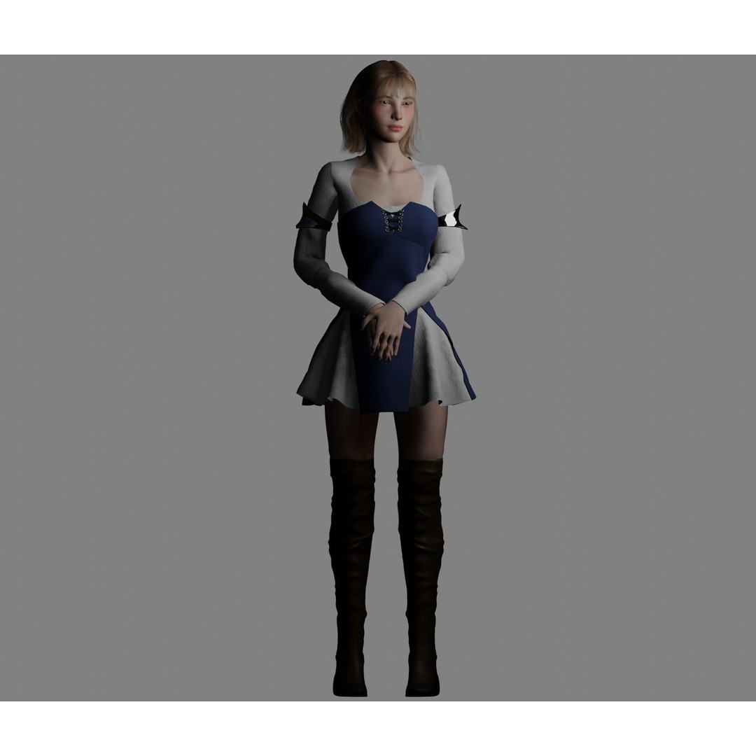 Warrior Woman 3D Model – Low Poly Game Ready Character, FBX, PBR - View 12