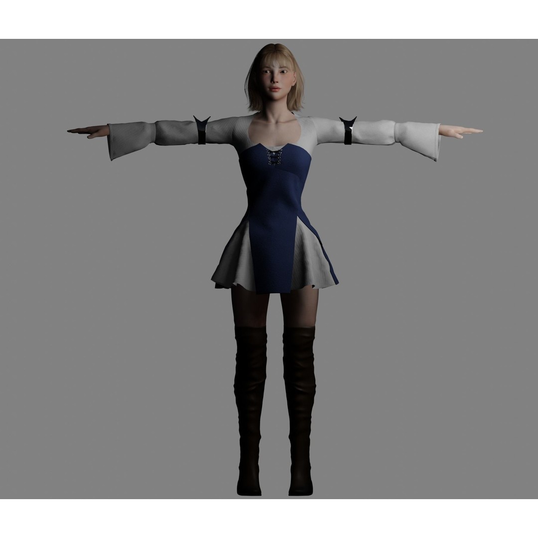 Warrior Woman 3D Model – Low Poly Game Ready Character, FBX, PBR - View 14