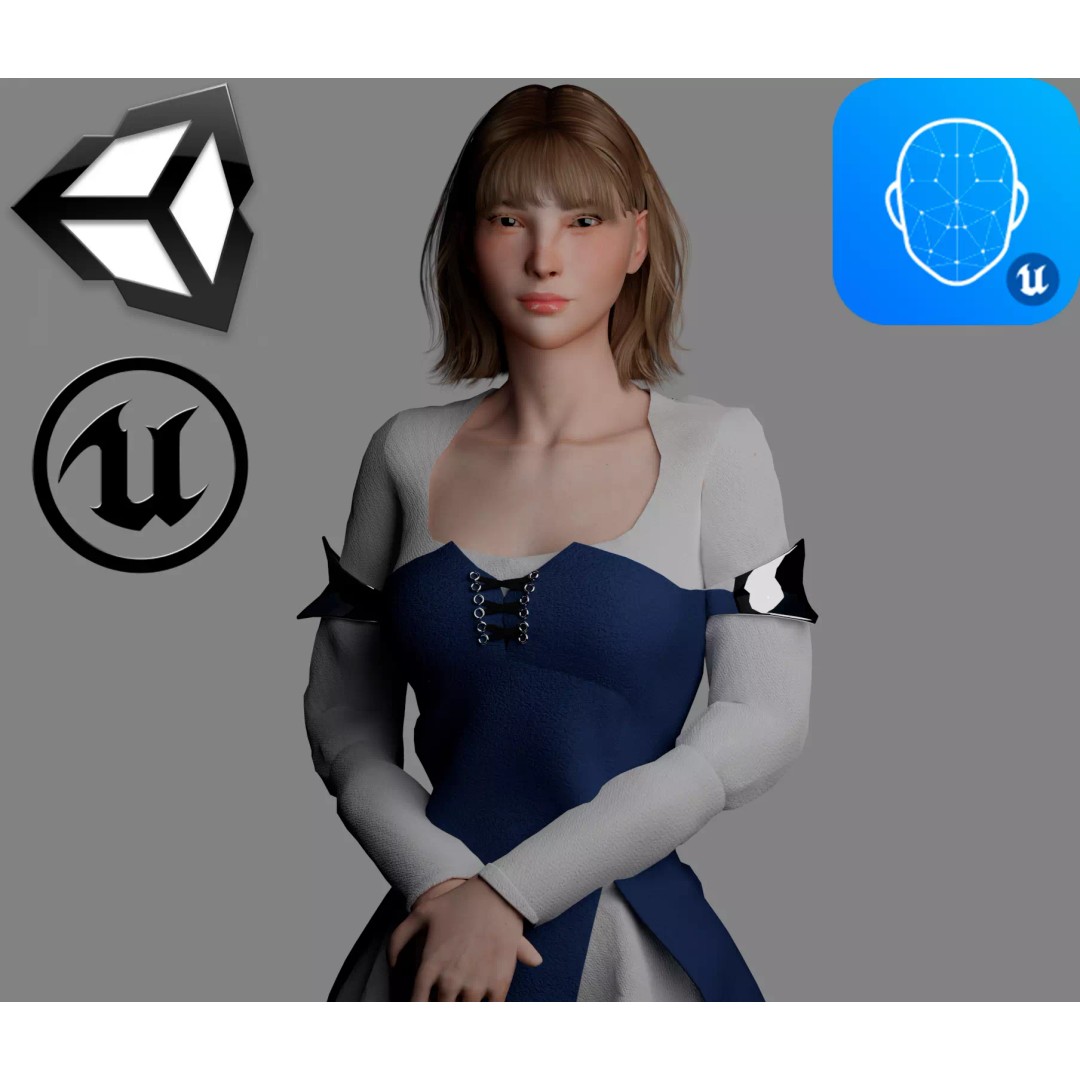 Warrior Woman 3D Model – Low Poly Game Ready Character, FBX, PBR - View 2