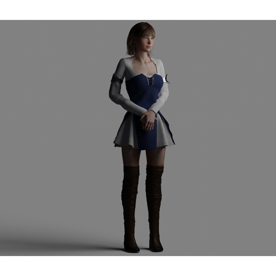 Warrior Woman 3D Model – Low Poly Game Ready Character, FBX, PBR - View 4