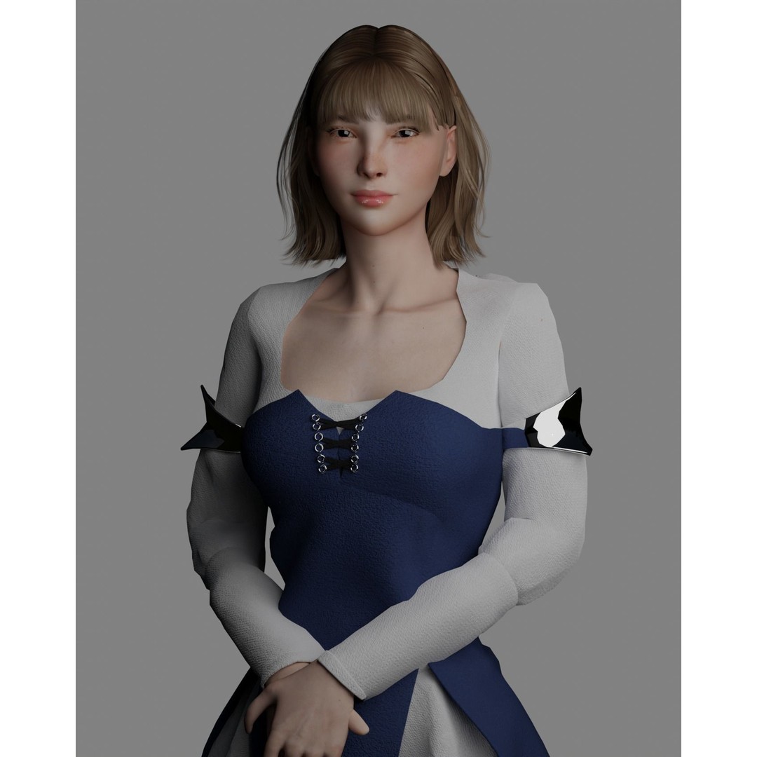 Warrior Woman 3D Model – Low Poly Game Ready Character, FBX, PBR - View 7
