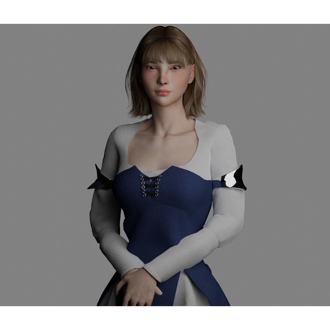 Warrior Woman 3D Model – Low Poly Game Ready Character, FBX, PBR - View 8