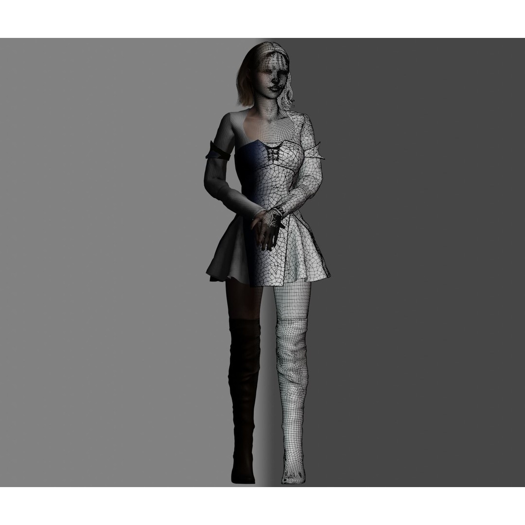 Warrior Woman 3D Model – Low Poly Game Ready Character, FBX, PBR - View 9
