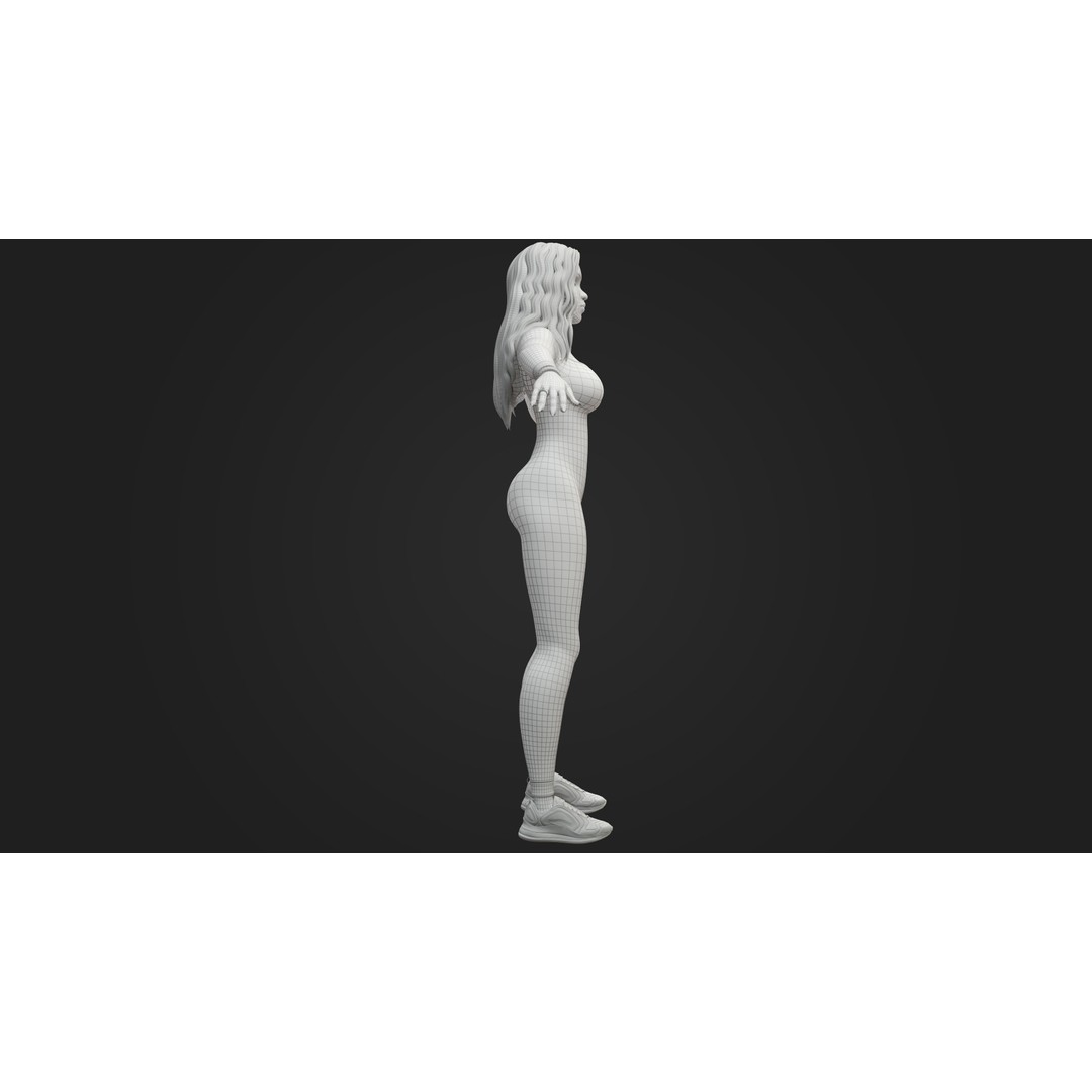 Stylized Female Character 3D Model – Game Ready, PBR Textures, FBX