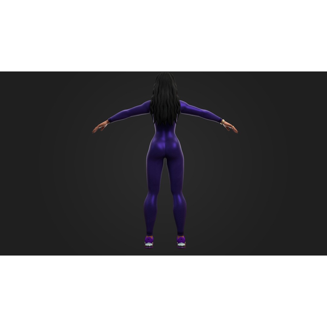 Stylized Female Character 3D Model – Game Ready, PBR Textures, FBX - View 3