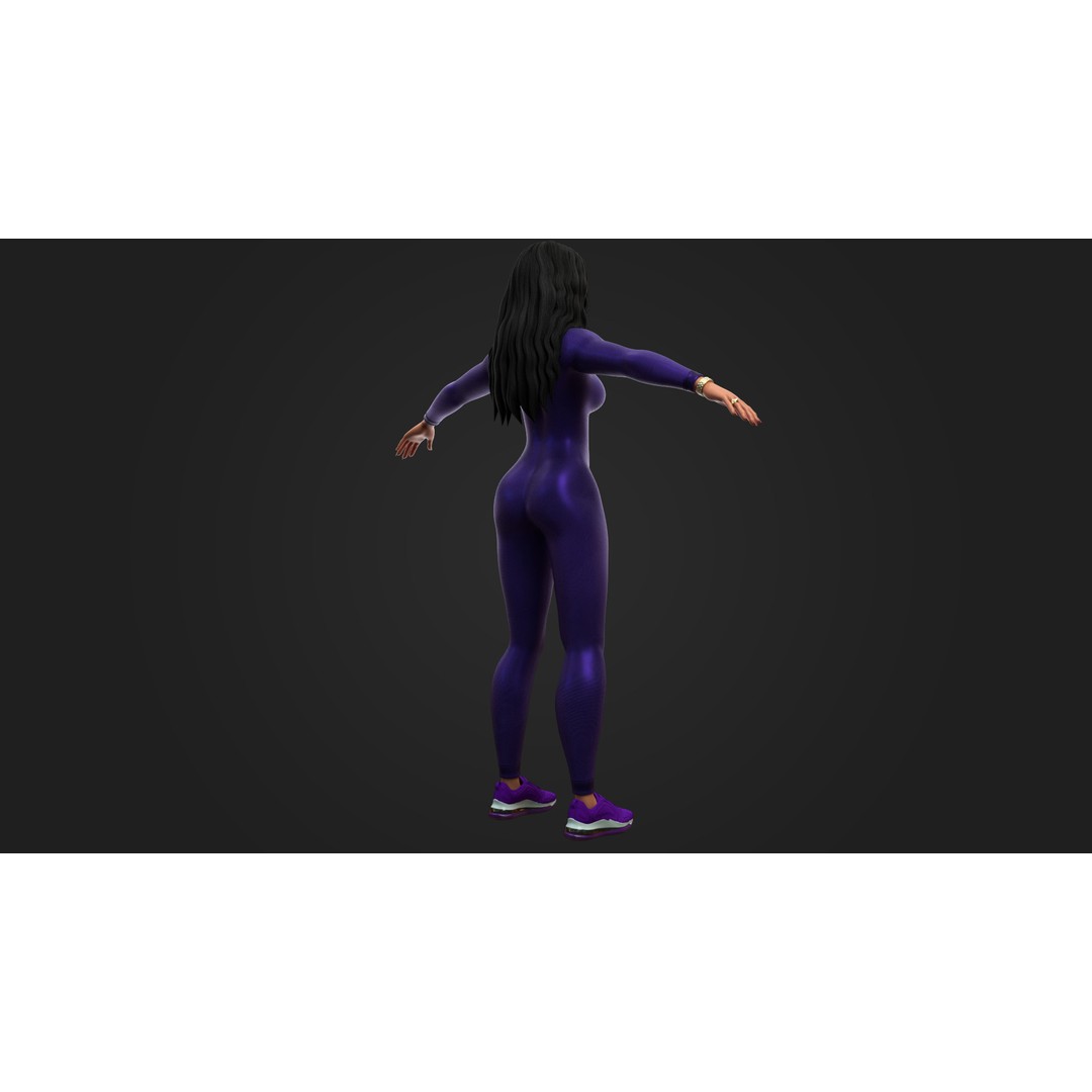 Stylized Female Character 3D Model – Game Ready, PBR Textures, FBX - View 4