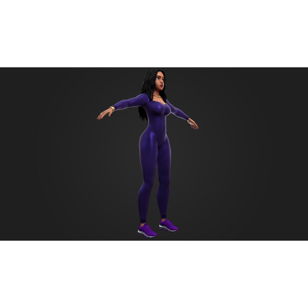 Stylized Female Character 3D Model – Game Ready, PBR Textures, FBX - View 5