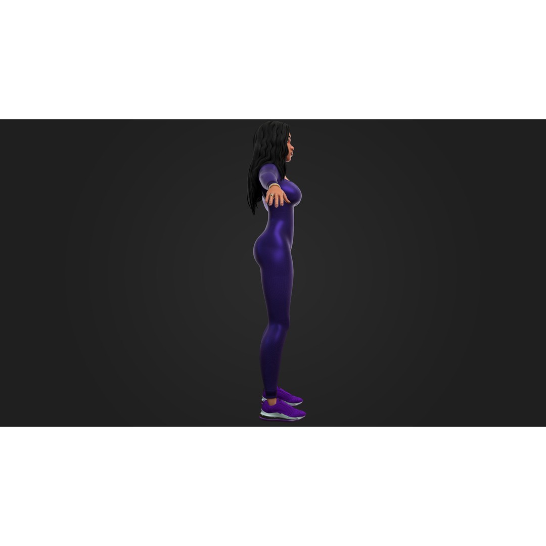 Stylized Female Character 3D Model – Game Ready, PBR Textures, FBX - View 6