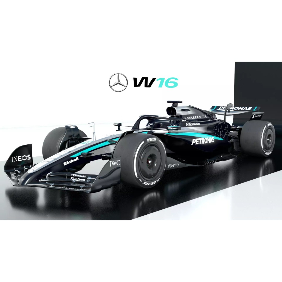 Mercedes W16 3D Model – Low Poly Racing Car, FBX, Game Ready - View 2