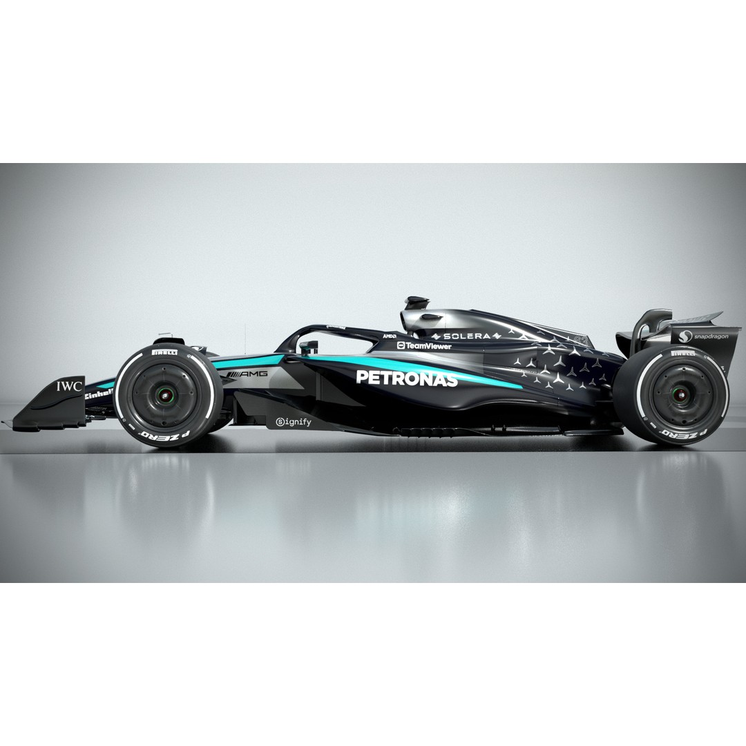Mercedes W16 3D Model – Low Poly Racing Car, FBX, Game Ready - View 4
