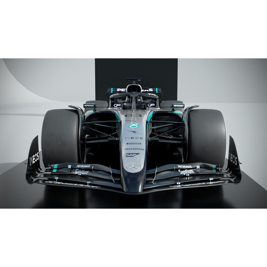 Mercedes W16 3D Model – Low Poly Racing Car, FBX, Game Ready - View 5