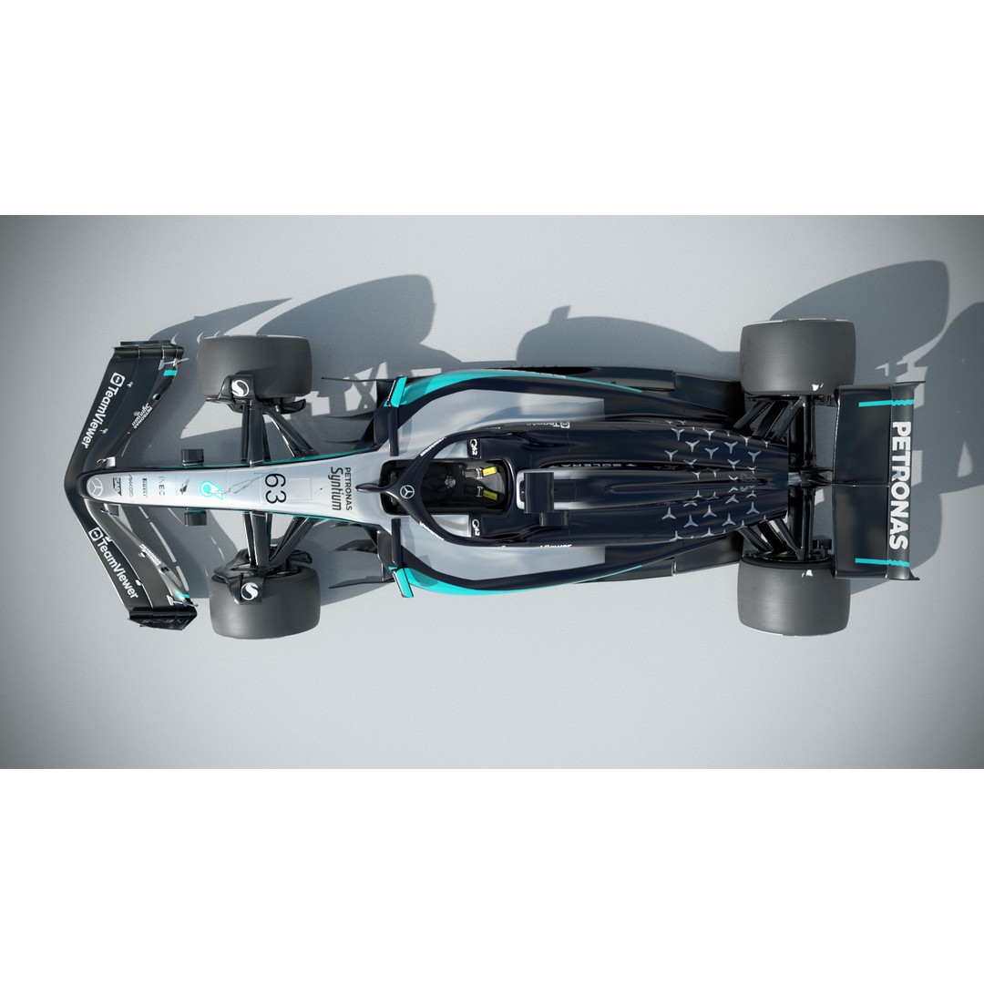 Mercedes W16 3D Model – Low Poly Racing Car, FBX, Game Ready - View 6