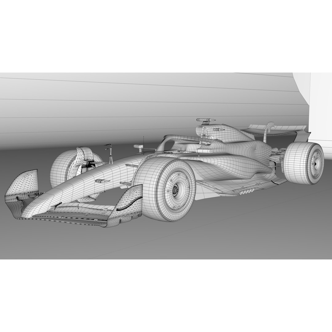 Mercedes W16 3D Model – Low Poly Racing Car, FBX, Game Ready - View 7