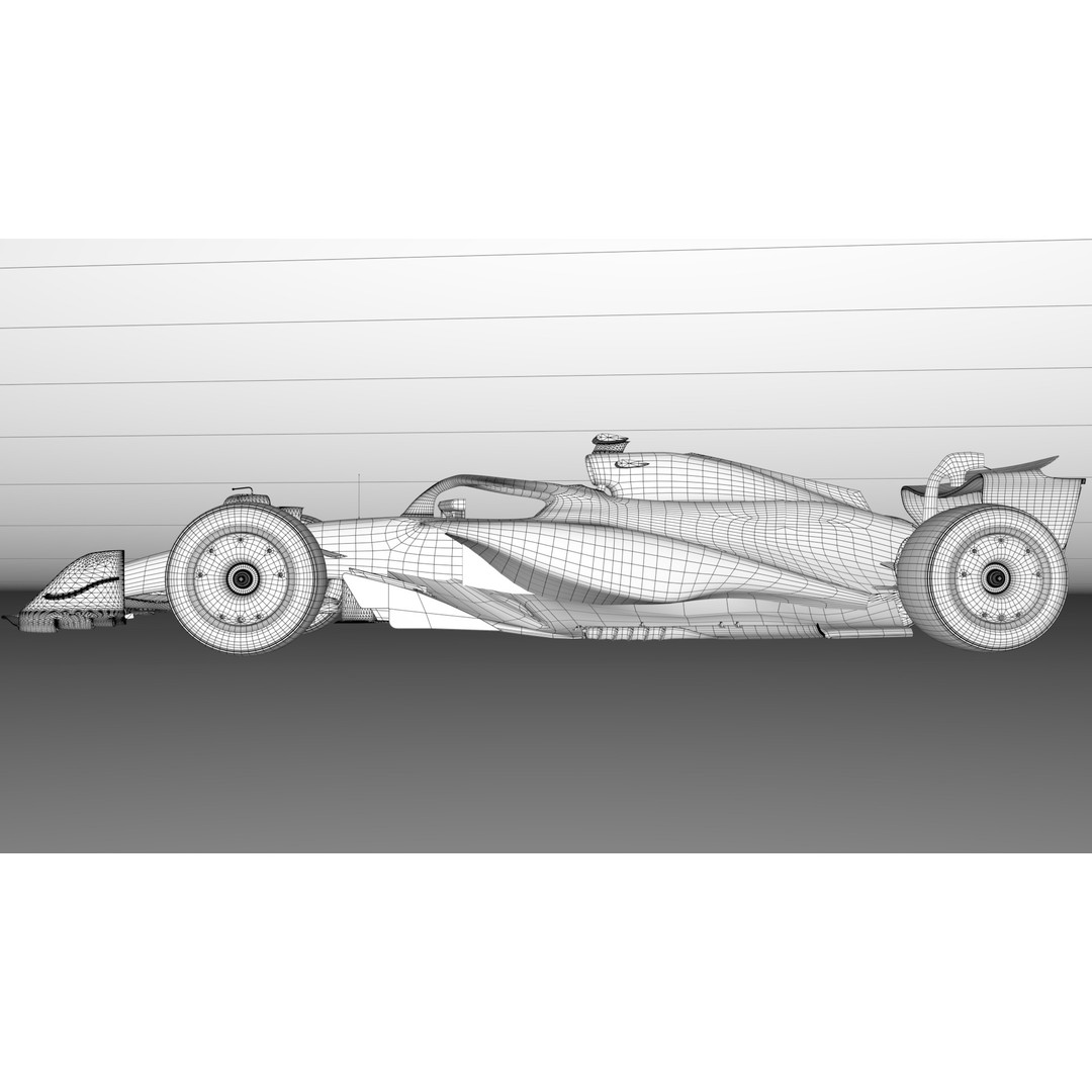 Mercedes W16 3D Model – Low Poly Racing Car, FBX, Game Ready - View 8