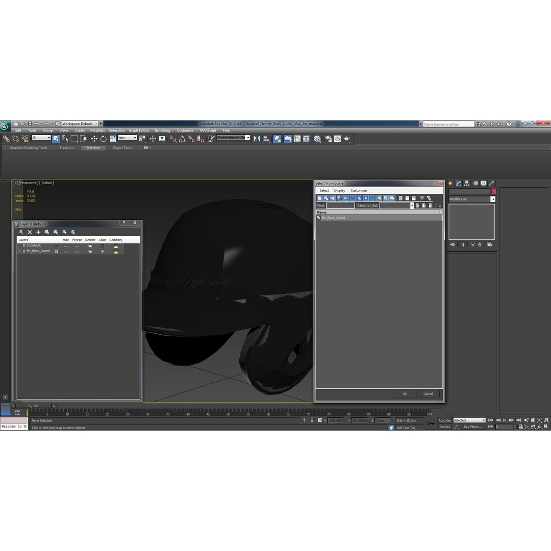 Baseball Helmet 3D Model – Low Poly Black Safety Gear, FBX - View 21