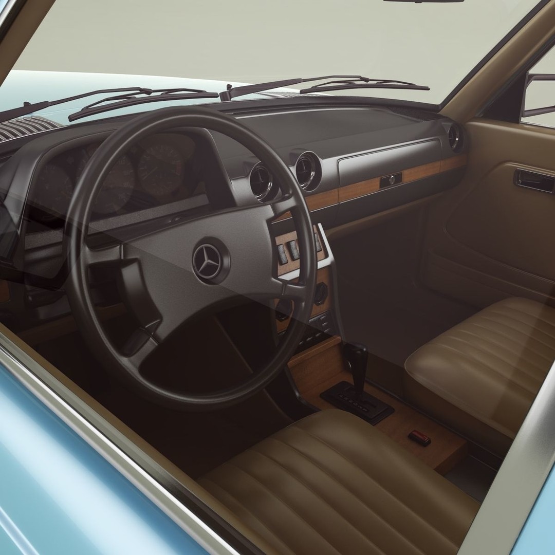 Mercedes-Benz W123 Estate 3D Model – High Poly Antique Car, FBX/OBJ - View 10