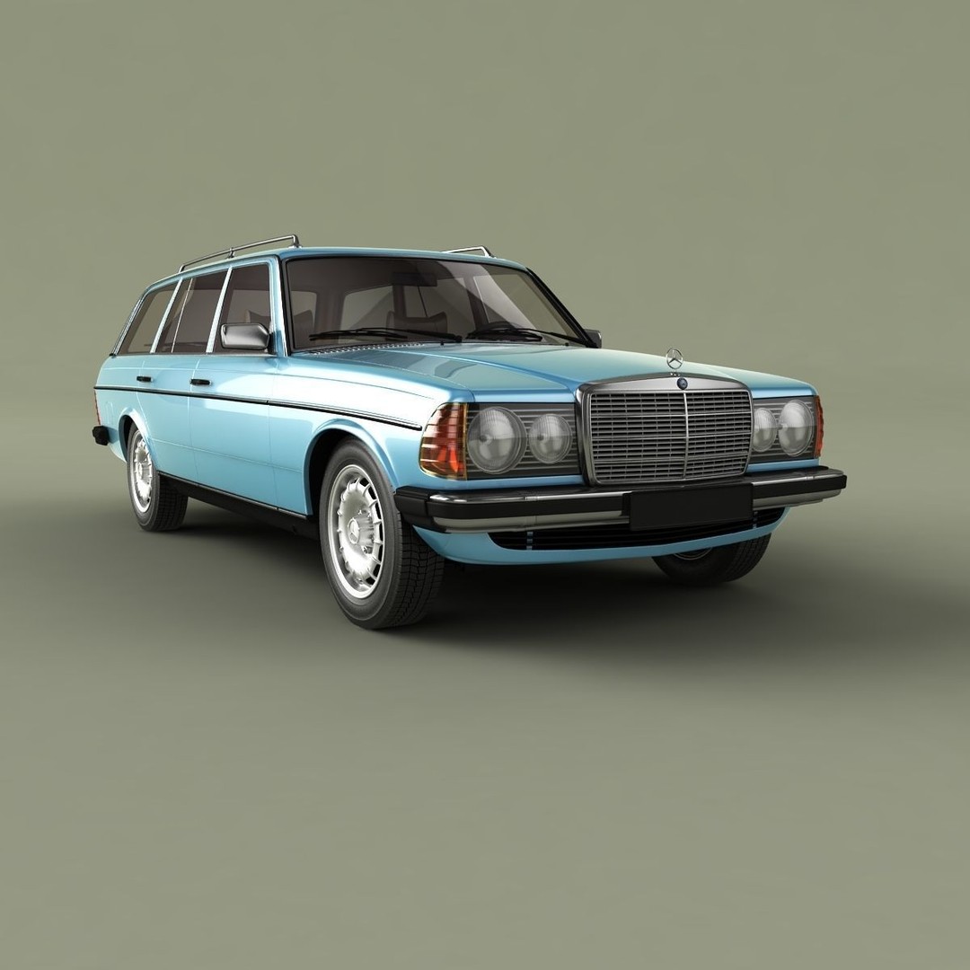 Mercedes-Benz W123 Estate 3D Model – High Poly Antique Car, FBX/OBJ - View 11