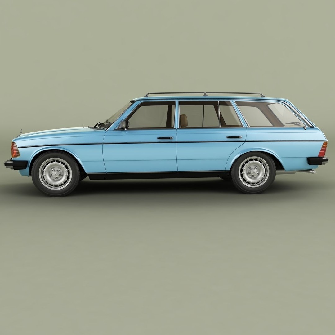 Mercedes-Benz W123 Estate 3D Model – High Poly Antique Car, FBX/OBJ - View 3