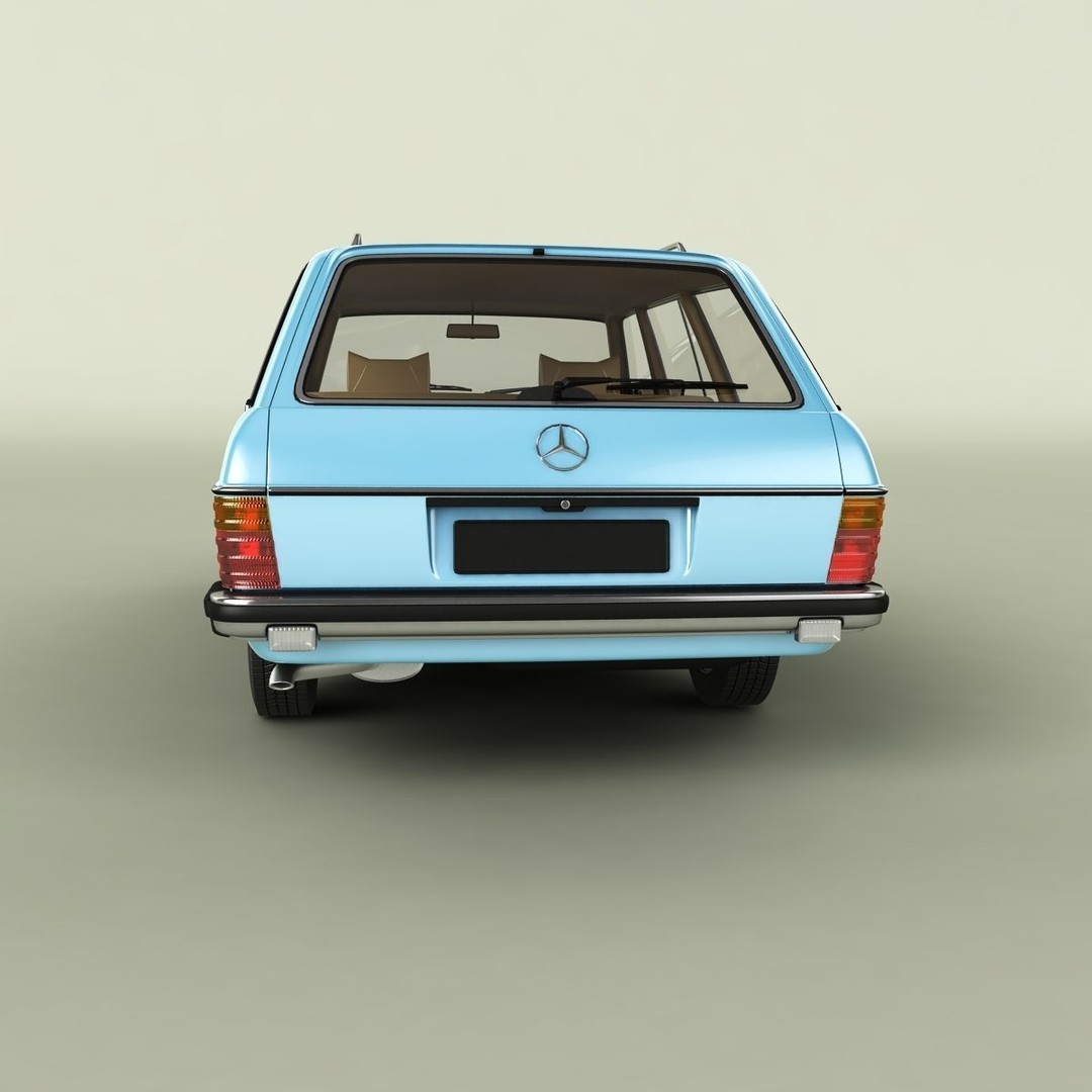 Mercedes-Benz W123 Estate 3D Model – High Poly Antique Car, FBX/OBJ - View 5