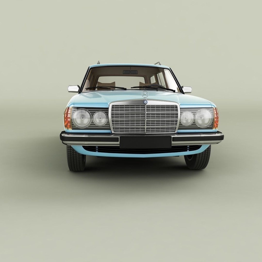Mercedes-Benz W123 Estate 3D Model – High Poly Antique Car, FBX/OBJ - View 6