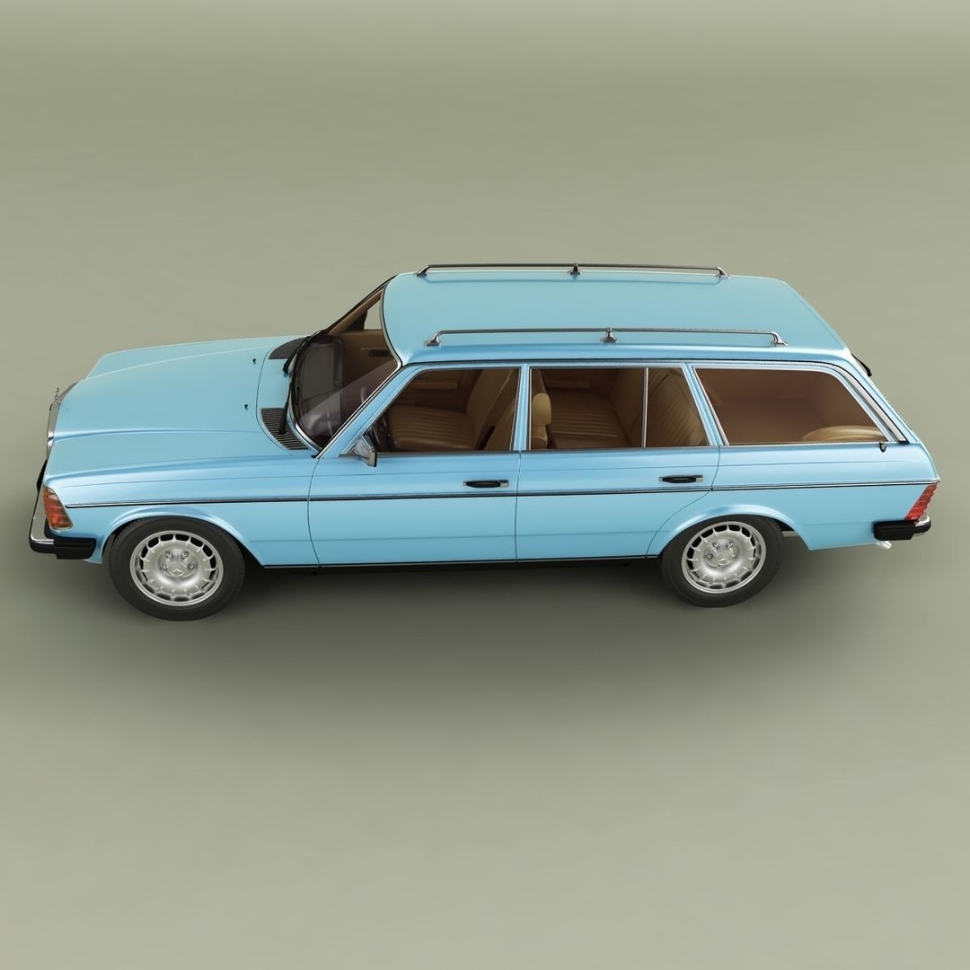 Mercedes-Benz W123 Estate 3D Model – High Poly Antique Car, FBX/OBJ - View 8