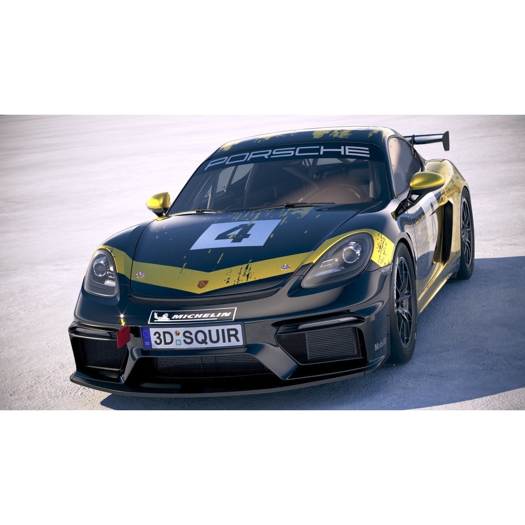 Porsche 718 Cayman GT4 Clubsport 2019 3D Model – High Poly Racing Asset, FBX - View 3