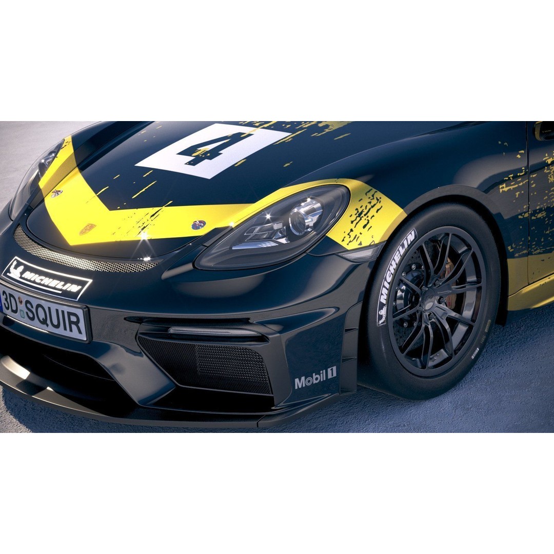 Porsche 718 Cayman GT4 Clubsport 2019 3D Model – High Poly Racing Asset, FBX - View 4