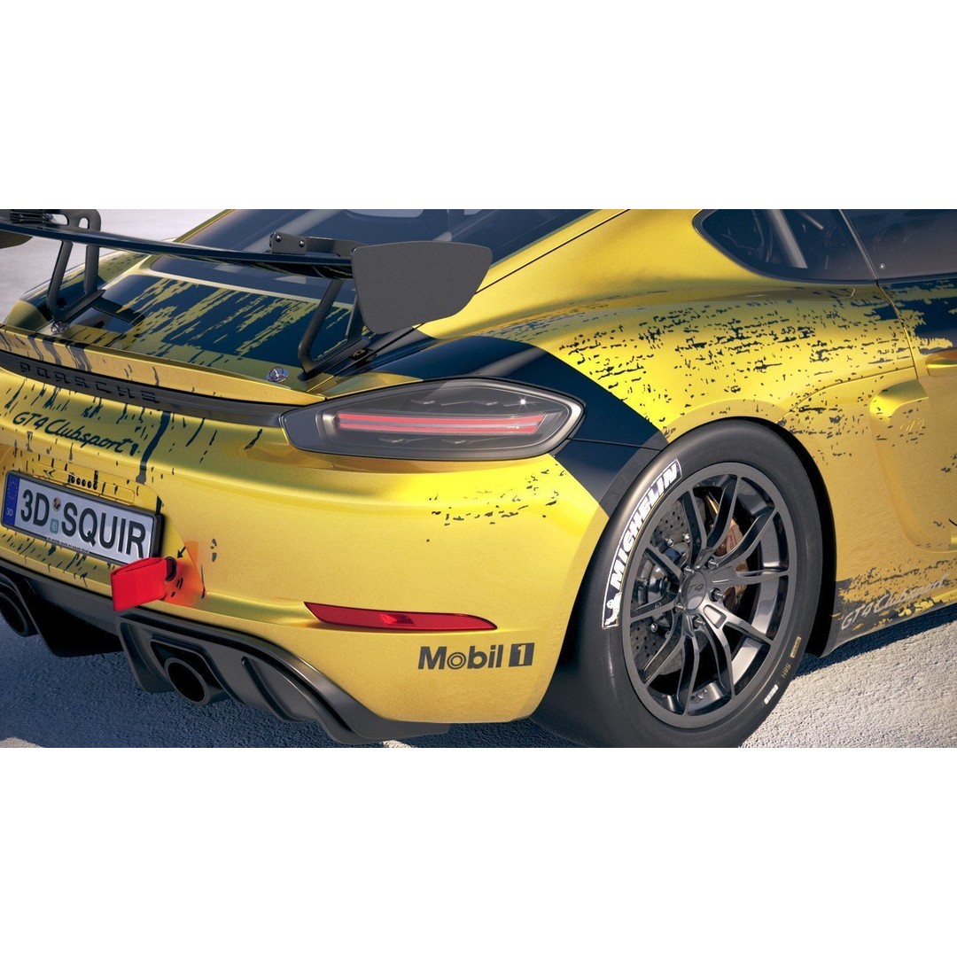 Porsche 718 Cayman GT4 Clubsport 2019 3D Model – High Poly Racing Asset, FBX - View 5